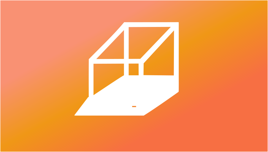Outline of a 3d printer with a gradient backgroud.