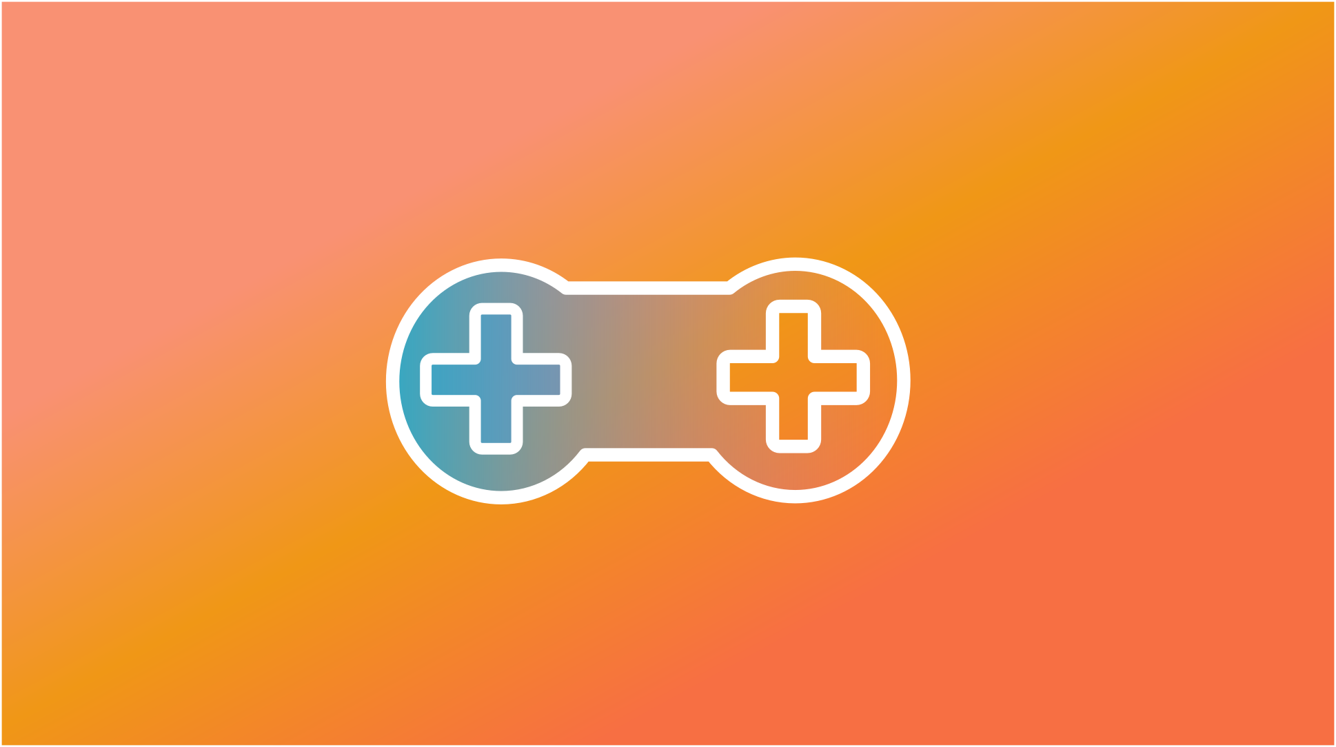 icon of a controller over a gradient orange color
