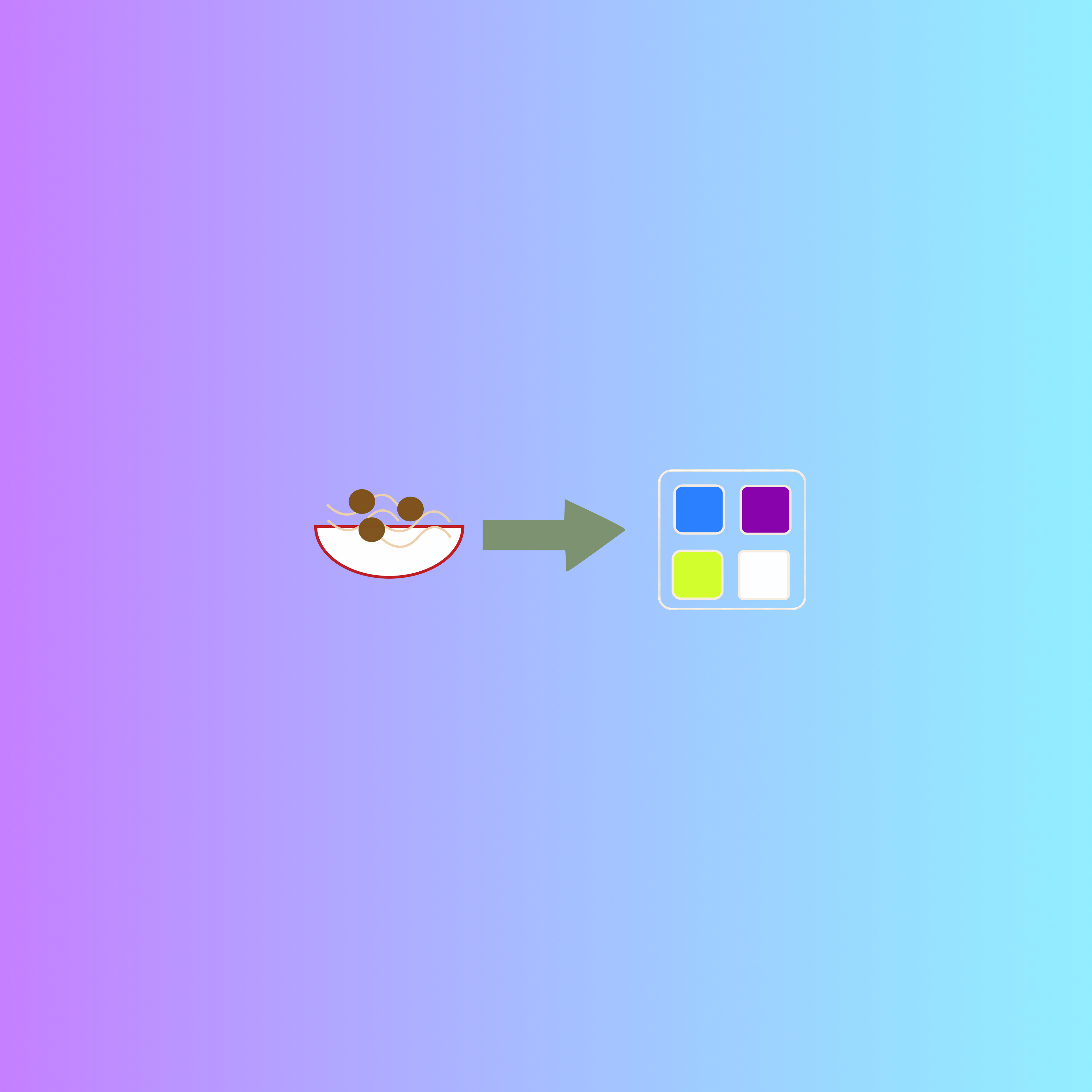 Illustration of spaghetti transforming to boxes.